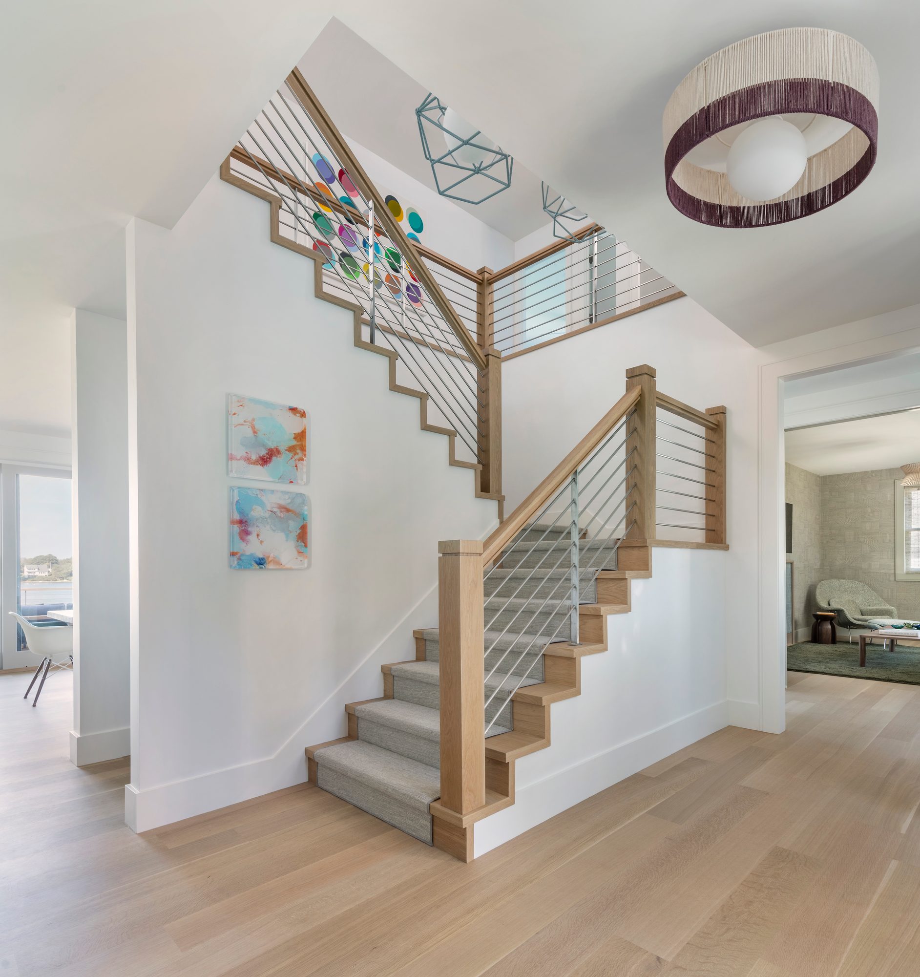 Rhode Island Residence — sculptural open-riser staircase with cable rail