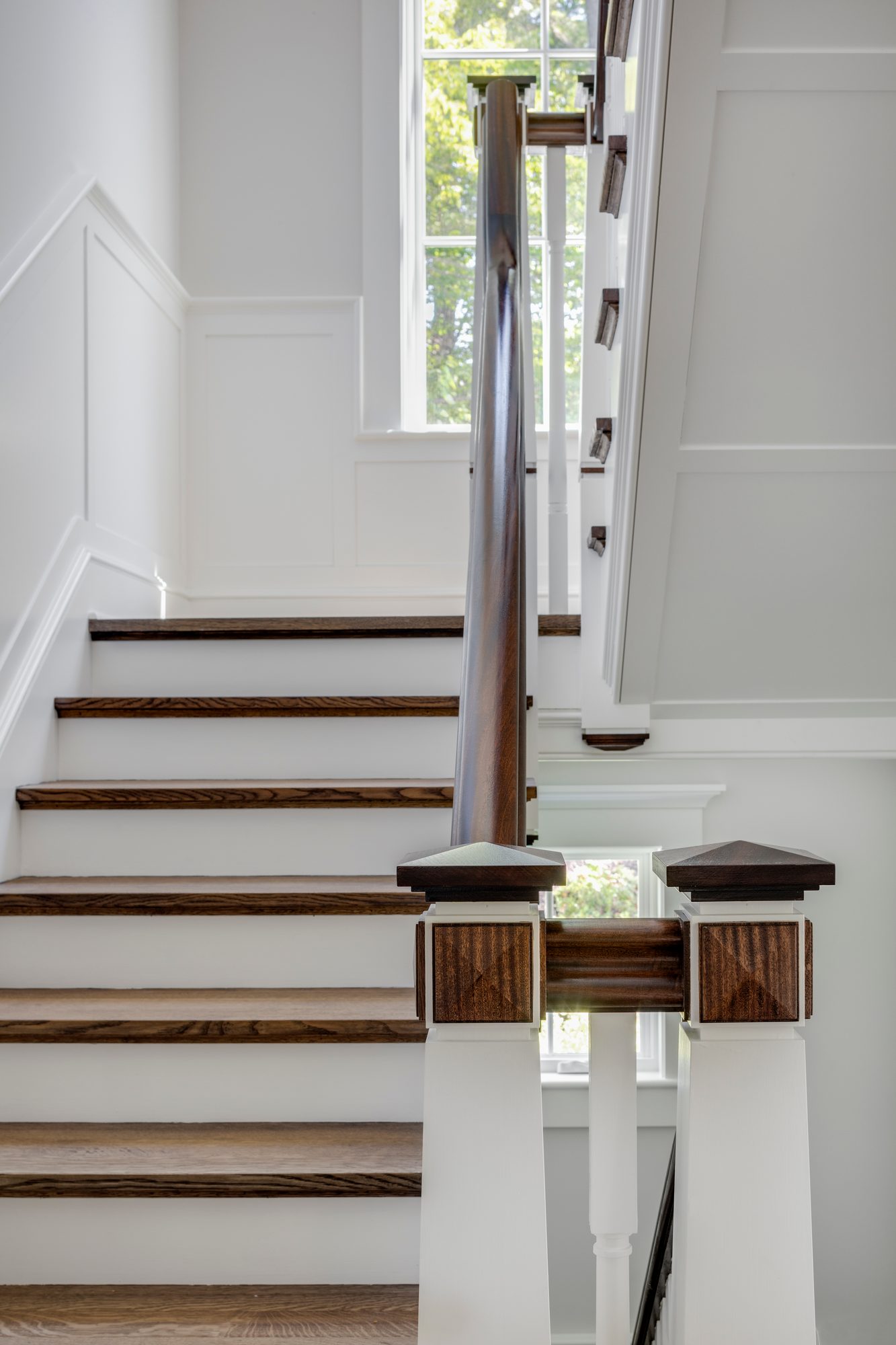 Weston Residence — entry hall with coffered ceiling and parquet floor